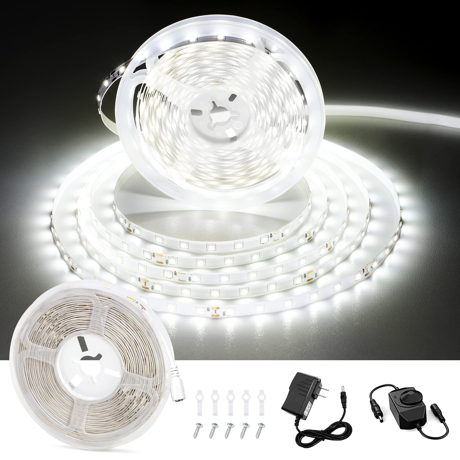 CT CAPETRONIX white LED strip package showcasing 49.2 ft length for versatile lighting.