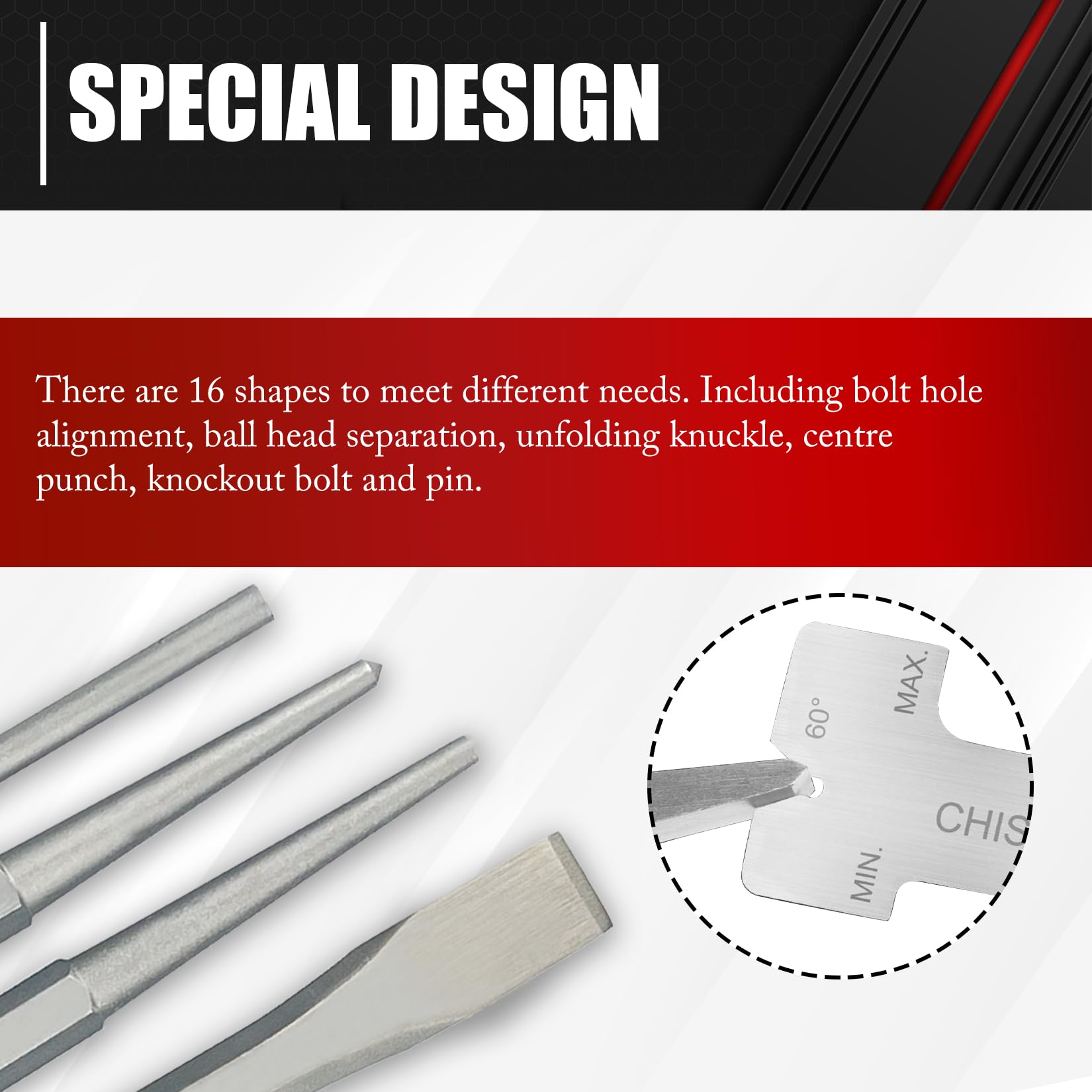 C&T center punch and knockout tools for precise starting marks.