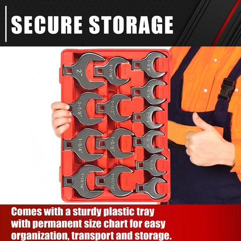 C&T crowfoot wrench organizer tray keeps sizes labeled.