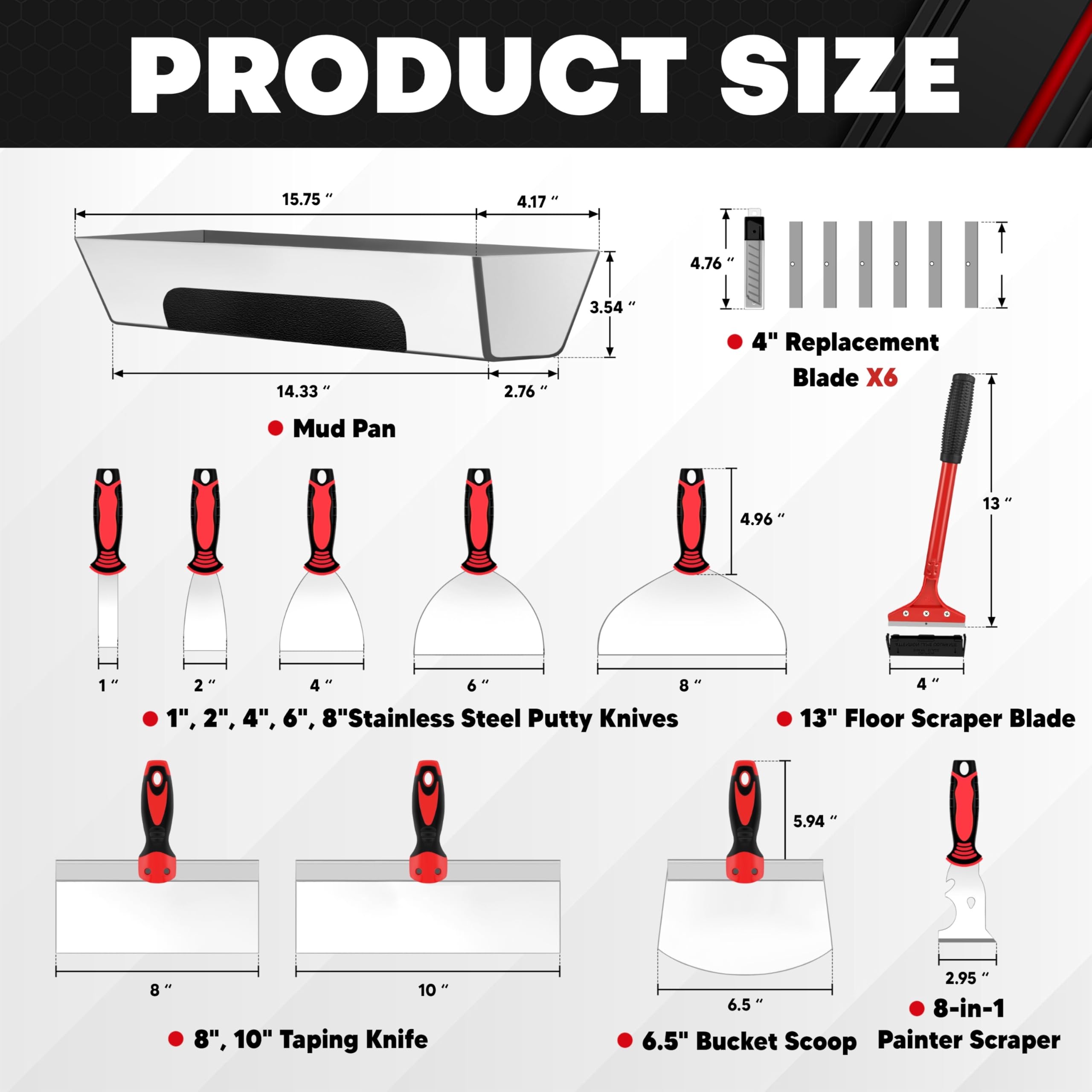 C&T 8–10 inch taping knives for effortless joint finishing.