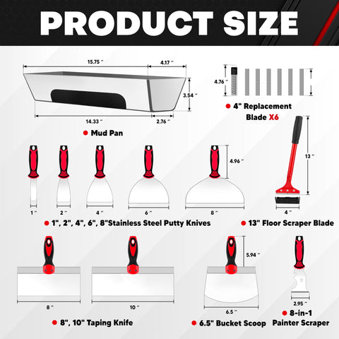 C&T 8–10 inch taping knives for effortless joint finishing.