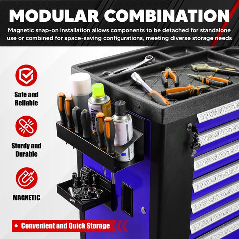 C&amp;T toolbox mounted on metal surface demonstrating strong magnet attachment.