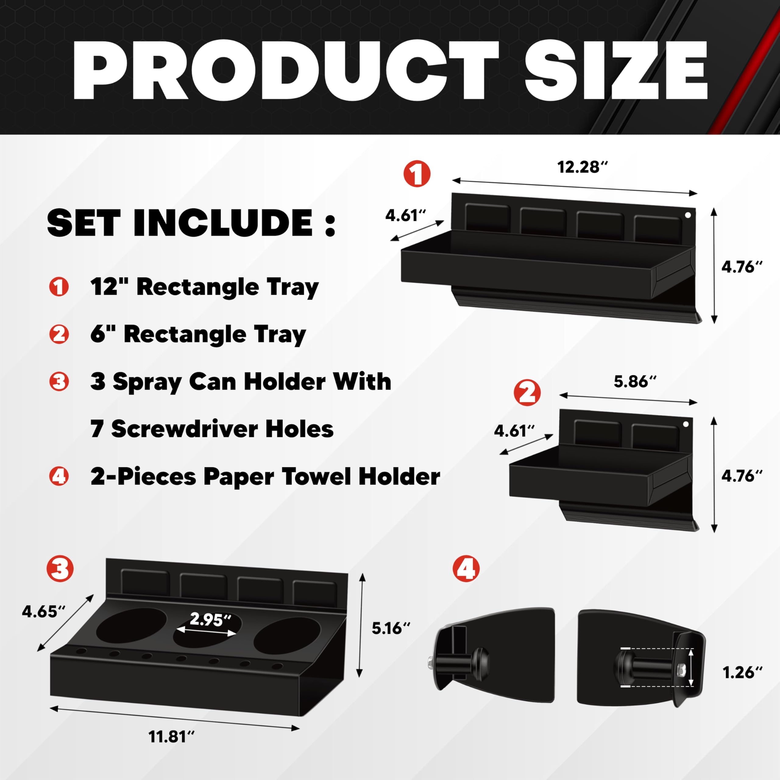 C&amp;T magnetic toolbox 12-inch tray mounted on cabinet for organized storage.