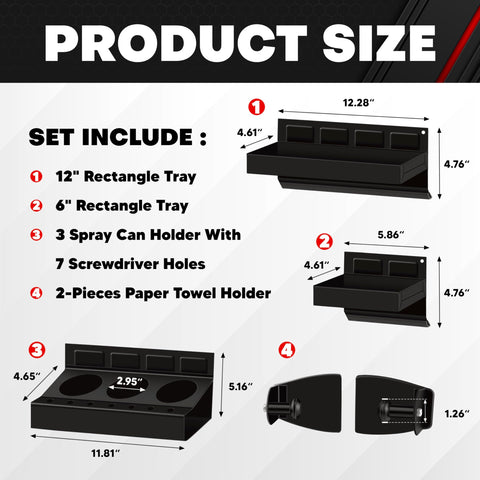 C&amp;T magnetic toolbox 12-inch tray mounted on cabinet for organized storage.