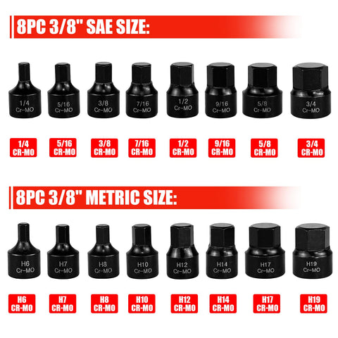 C&T SAE hex drivers 1/4–3/4 inch for versatile automotive tasks.
