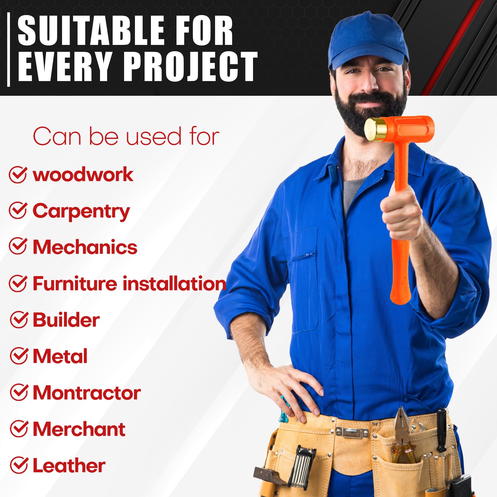 C&amp;T three-piece hammer set covers maintenance, construction, and repair tasks.