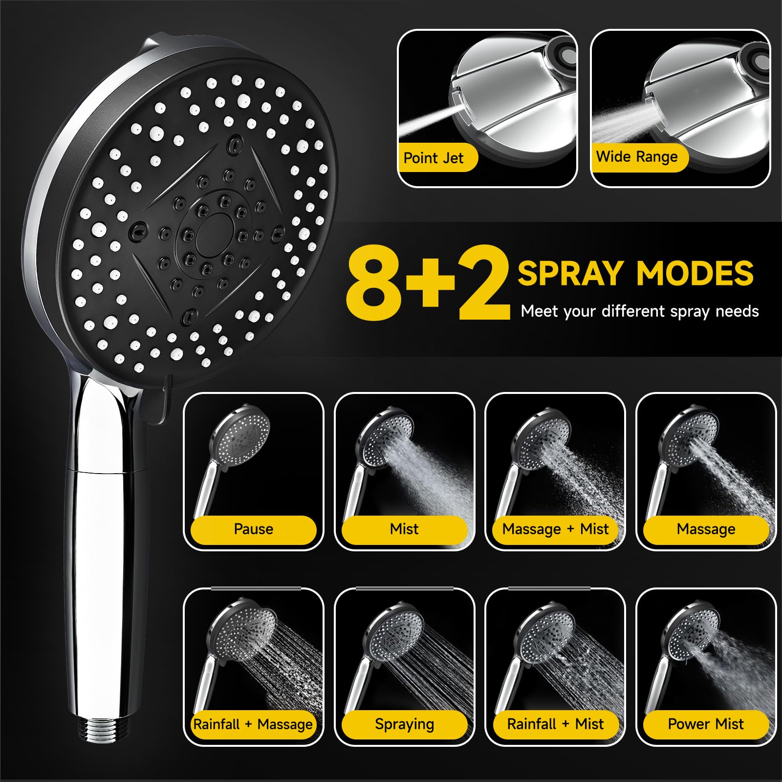 CTBOM dual shower head with handheld for versatile rinsing and cleaning