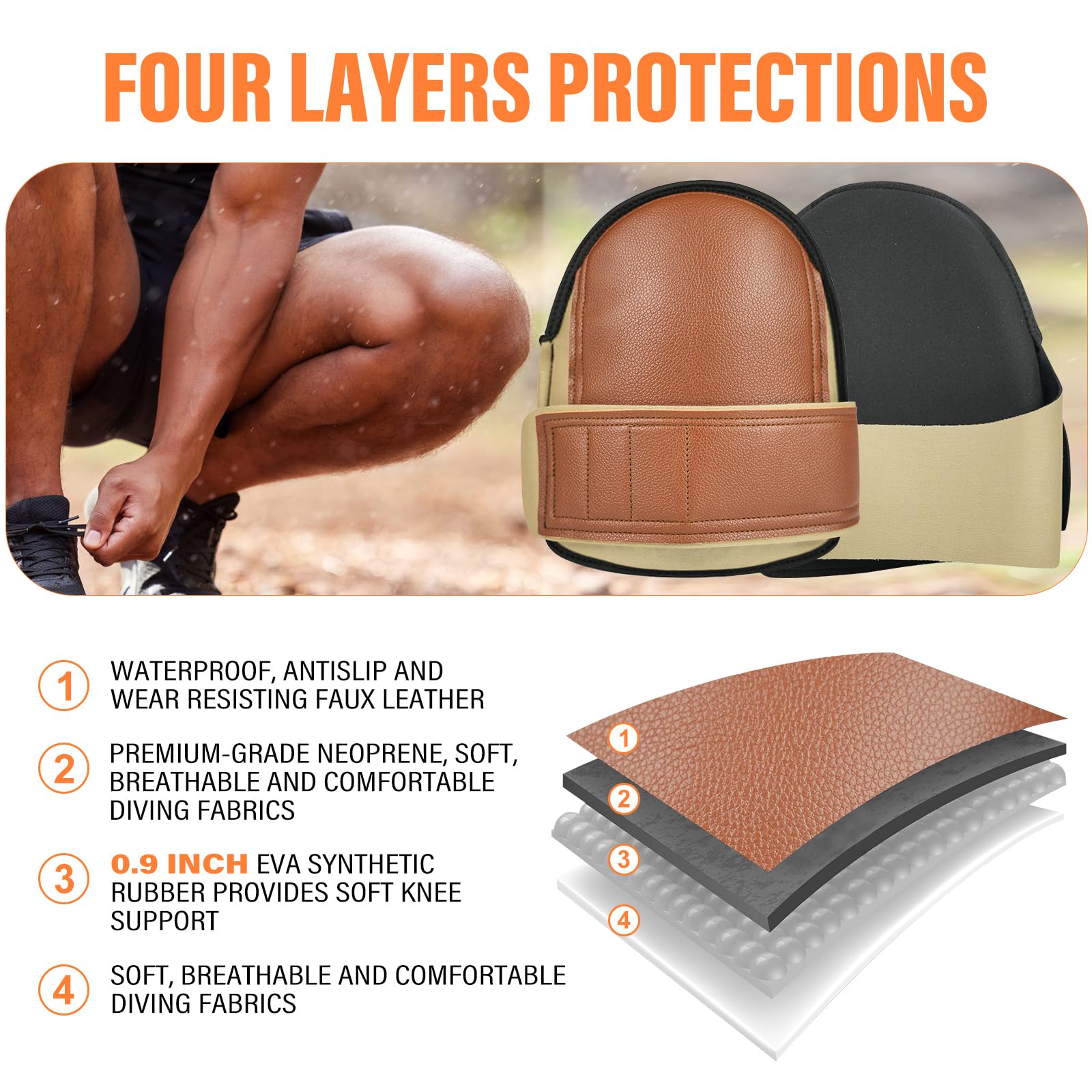 CTHOPER knee pads strap detail with adjustable non-slip fastening