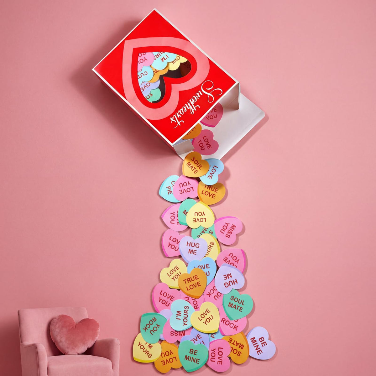 Ctosree conversation hearts wall stickers for classroom decor and DIY crafts.