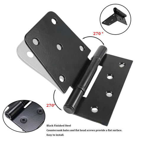 CTrowelpro gate hinge closeup shows matte black coating and rust resistance