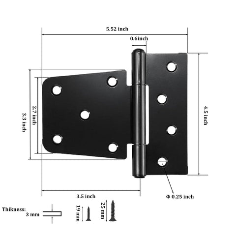 CTrowelpro gate hinge side view emphasizes offset screw holes for extra strength