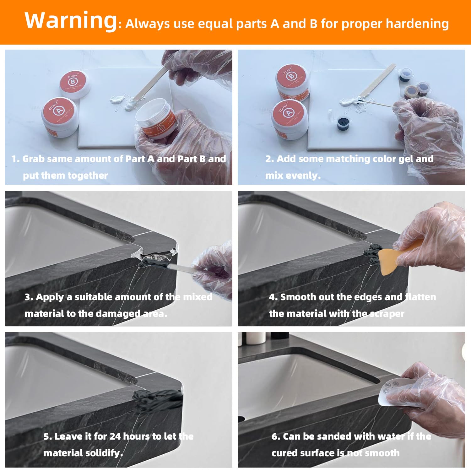 CTUYSY ceramic sink dent repair kit fixes holes and scratches.