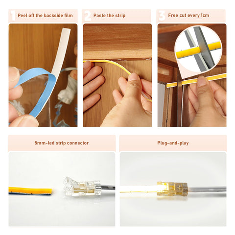 CUBITOR bookshelf lighting enhances spines and ornaments along a shelf row.