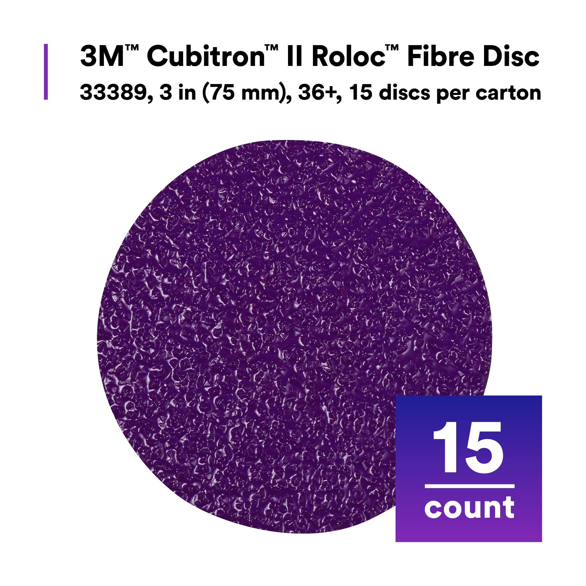 Cubitron II tear-resistant fiber backing supports long-lasting discs during grinding.