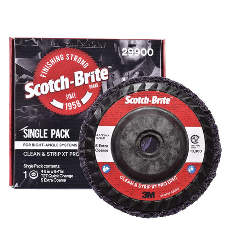 Cubitron Scotch-Brite XT Pro Disc on an angle grinder removing coatings quickly.