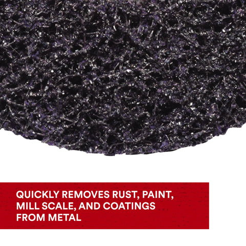 XT Pro Disc with silicon carbide abrasive for aggressive metal stripping.