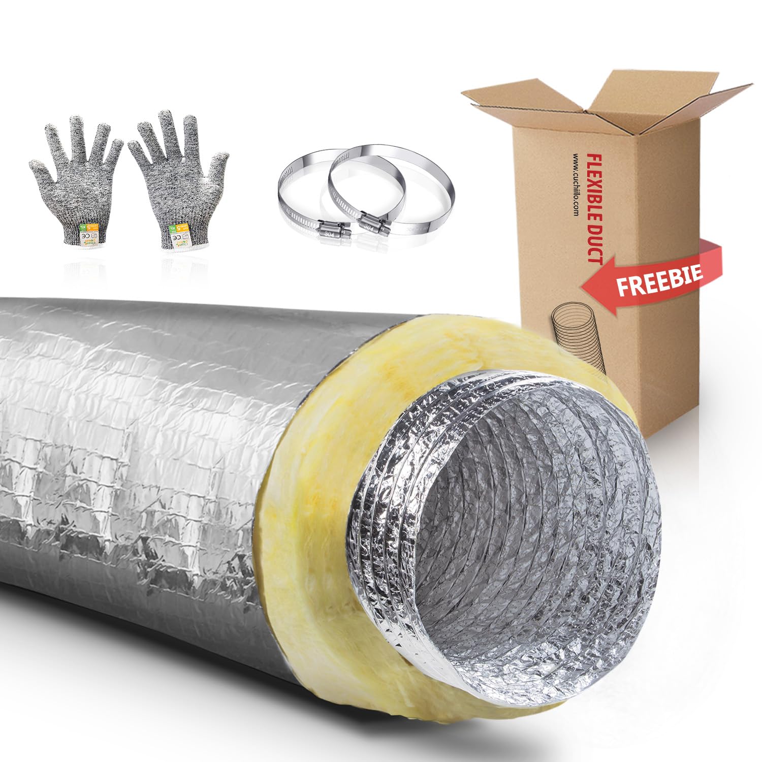 Cuchiilo 4in insulated flexible duct exterior for durable HVAC runs.
