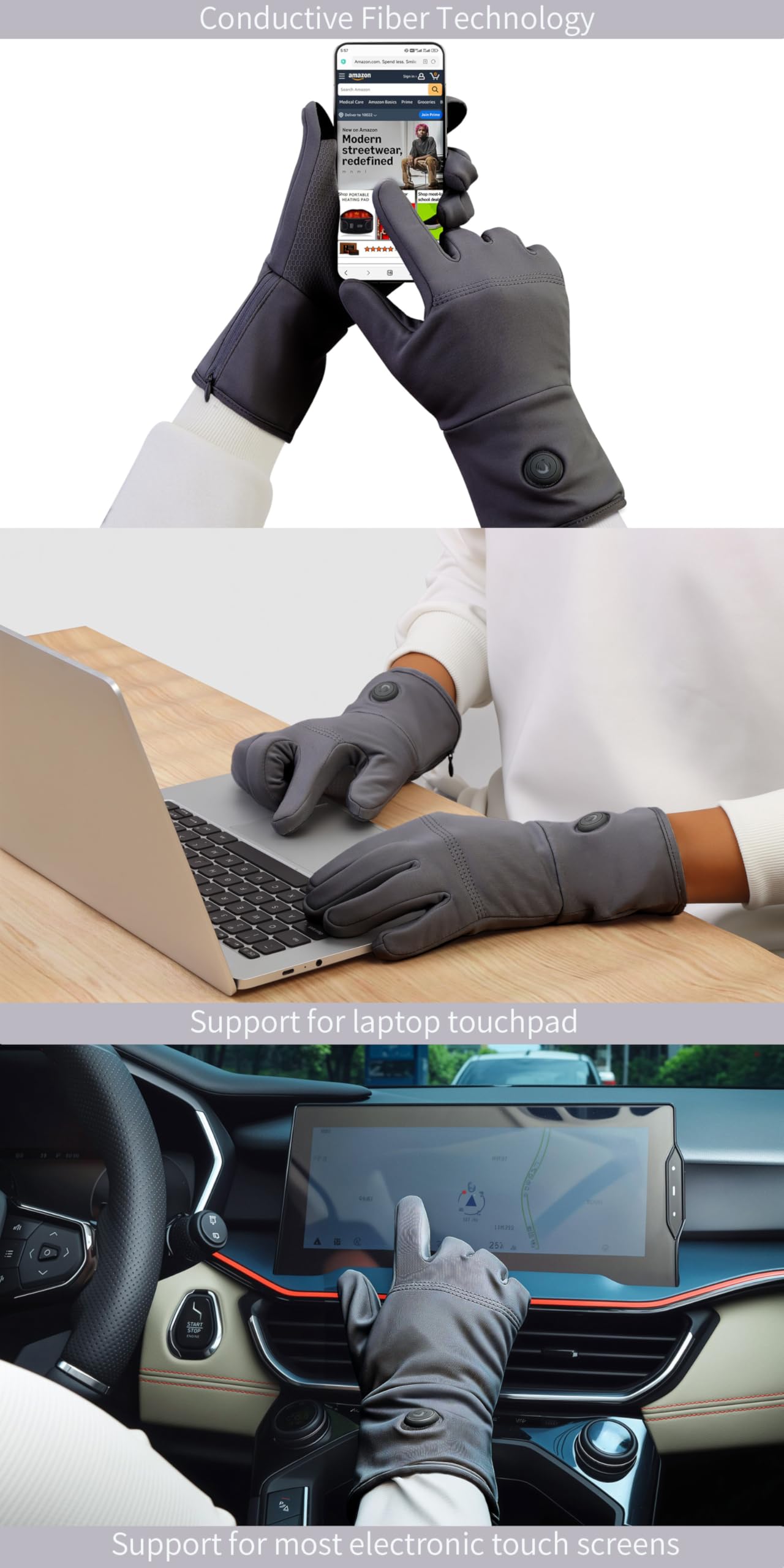 CUEHEAT heated glove liners feature conductive fingertips for screens