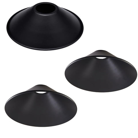 CUFEAL 3-pack industrial lamp shade in black cone for vintage pendant lighting