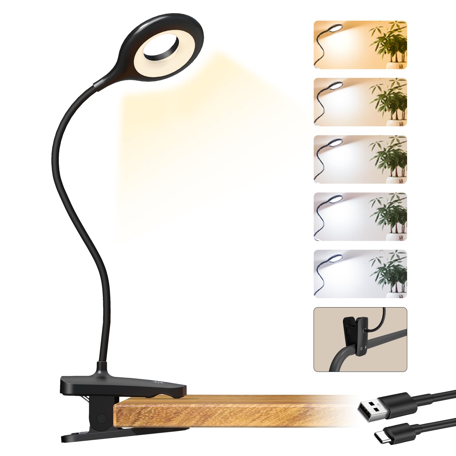 CUHIOY clip-on reading light mounted on bed headboard for flexible bedside illumination