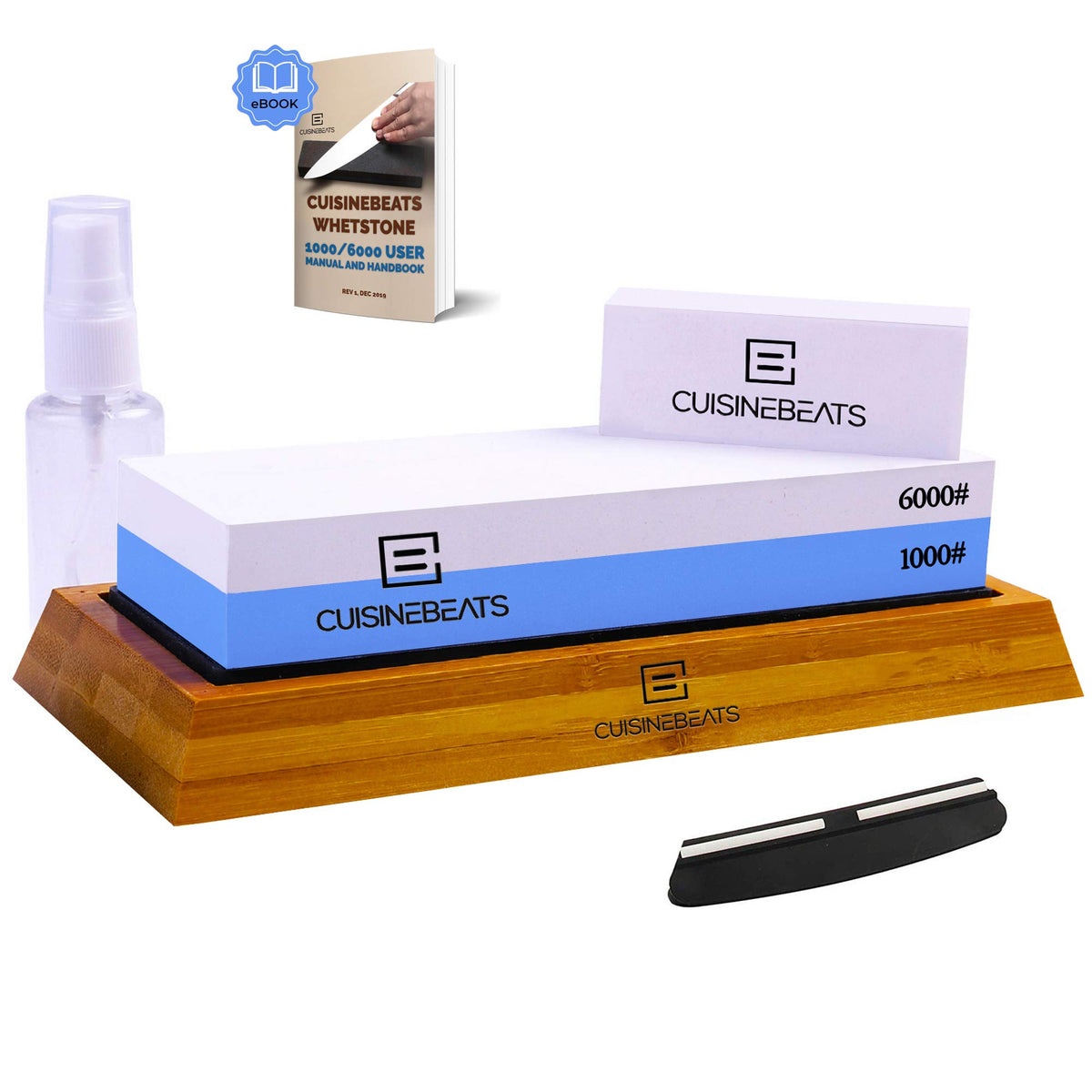 CUISINEBEATS Whetstone 1000 grit side sharpens edges for precise maintenance