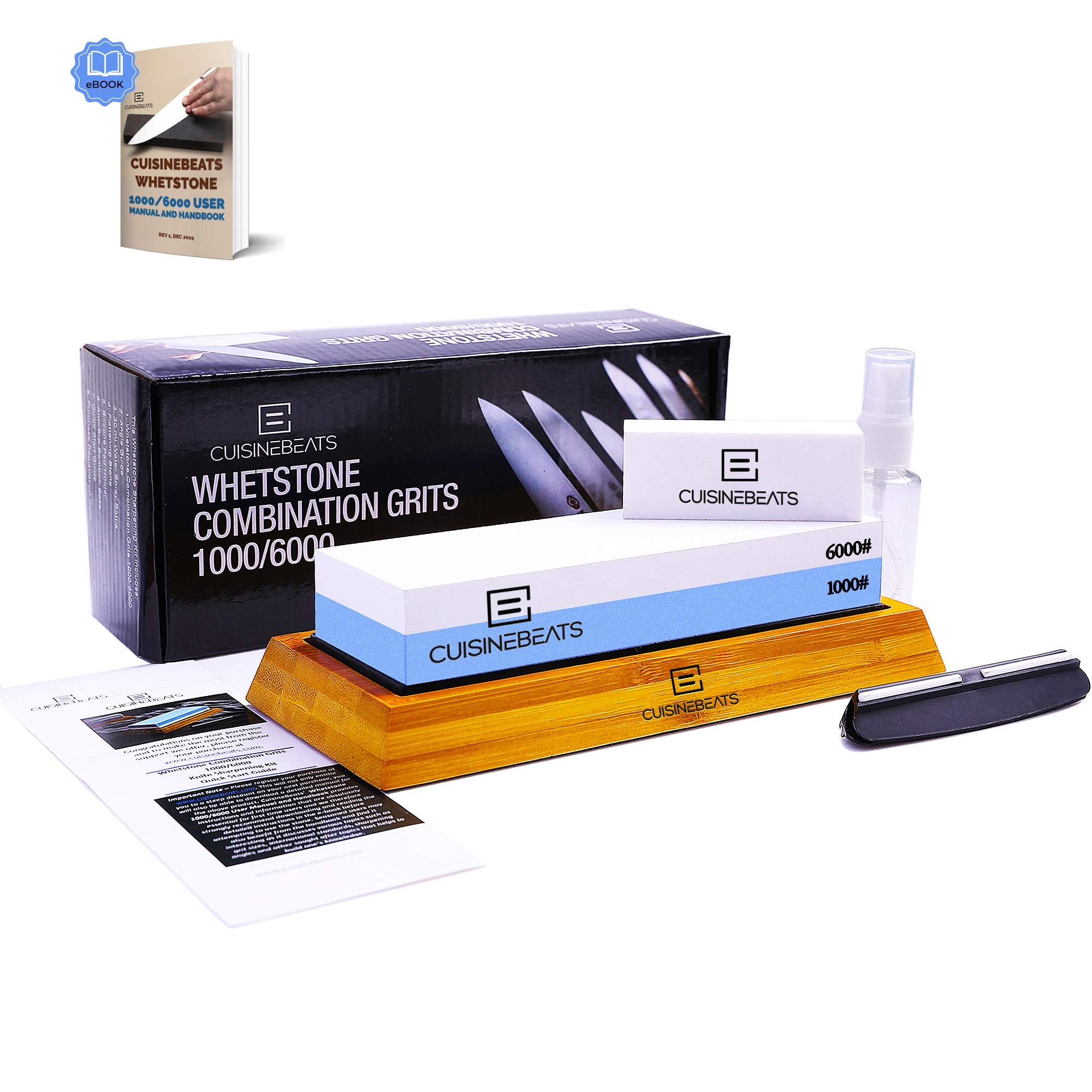 CUISINEBEATS Whetstone 6000 grit side polishes for a smooth finish
