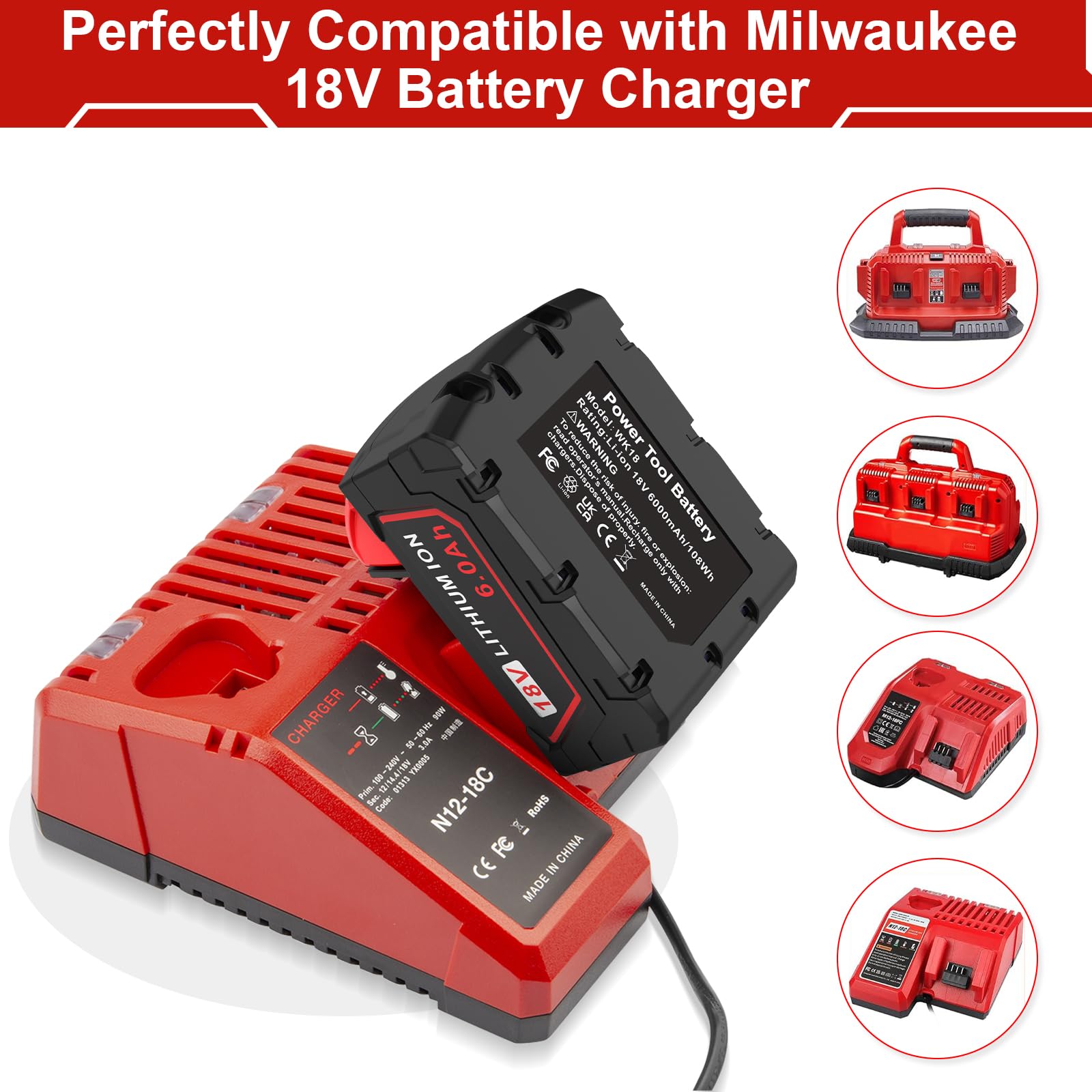 Cukect Milwaukee Mk18 battery held in hand for durability.