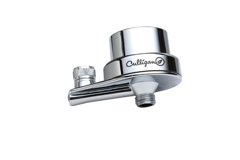 Culligan ISH-200C inline shower filter with chrome finish reduces chlorine and sulfur odor for softer skin.