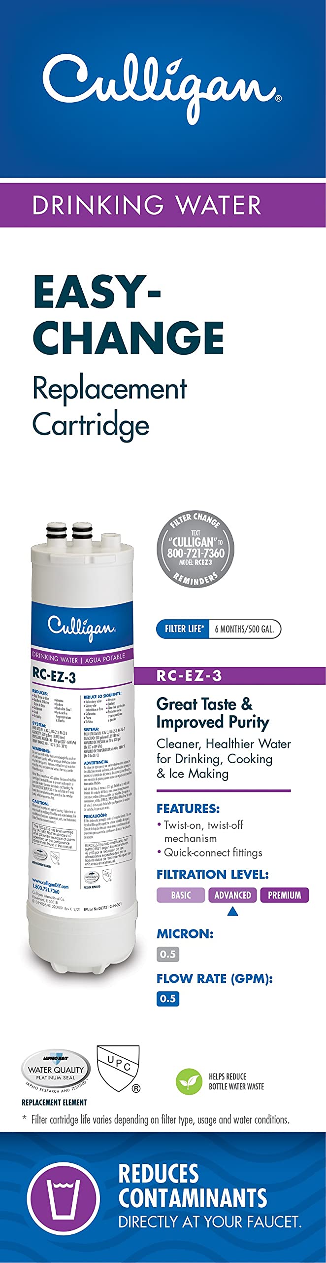 RC-EZ-3 installed under-sink setup for drinking water and ice.
