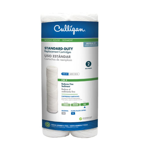 Culligan sediment filter cartridge packaging shows the 2-pack