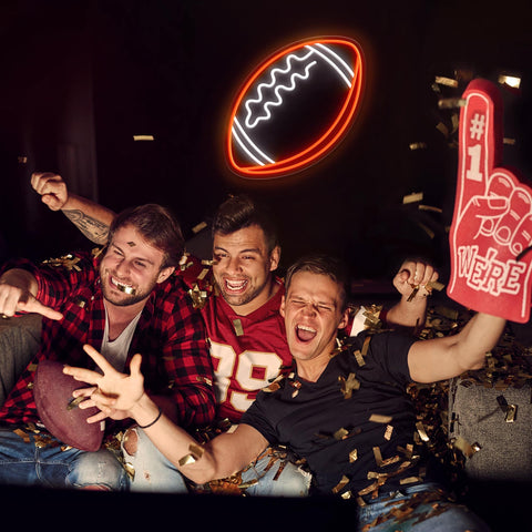 CULOIS football neon sign illuminates dorm rooms with style.