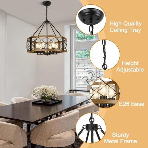 Cunfash farmhouse style light fixture for dining, living, and foyer.