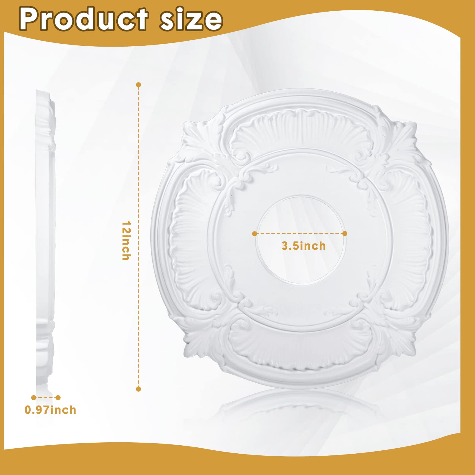 Cunno elegant white medallion pattern adds European flair to lighting fixtures.