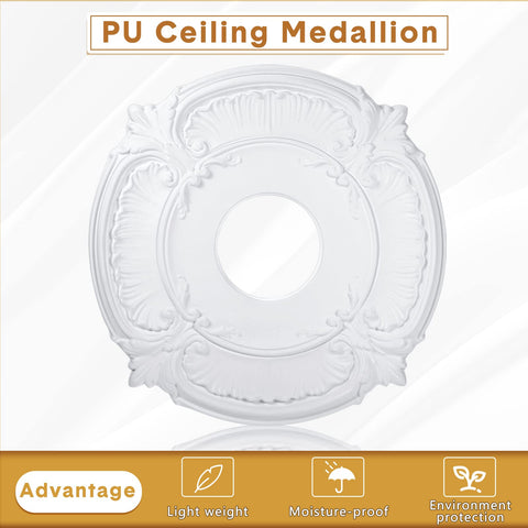 Cunno PU material medallion offers durable, fade-resistant ceiling decor.