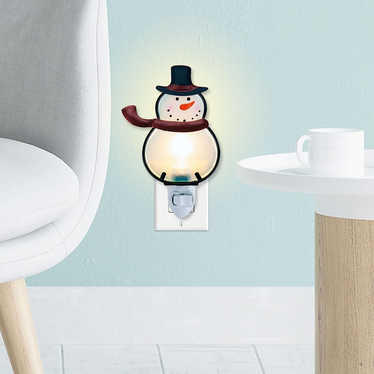 Current 6-inch plug-in stained glass nightlight highlights seasonal decor with safe, easy on/off use.