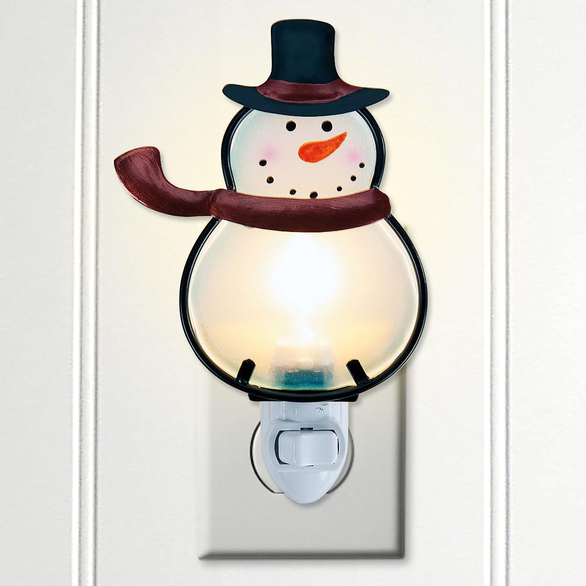 Current Christmas night light emits a soft ambient glow ideal for bathrooms and bedrooms.