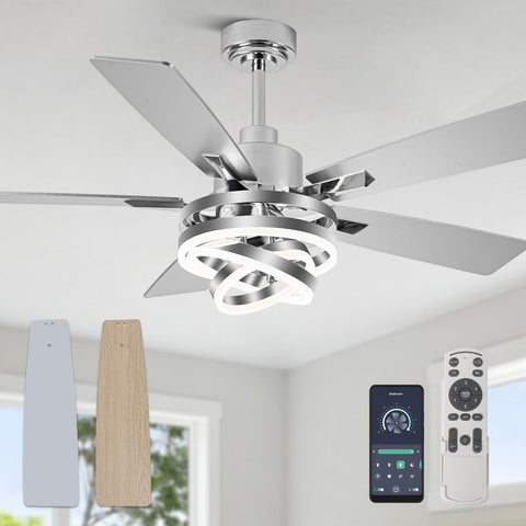Curve Curio 52-inch ceiling fan with integrated light for modern spaces.