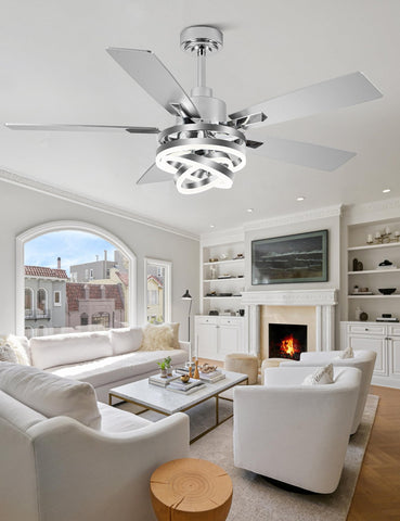 Curve Curio fandelier LED light enhances room ambiance.