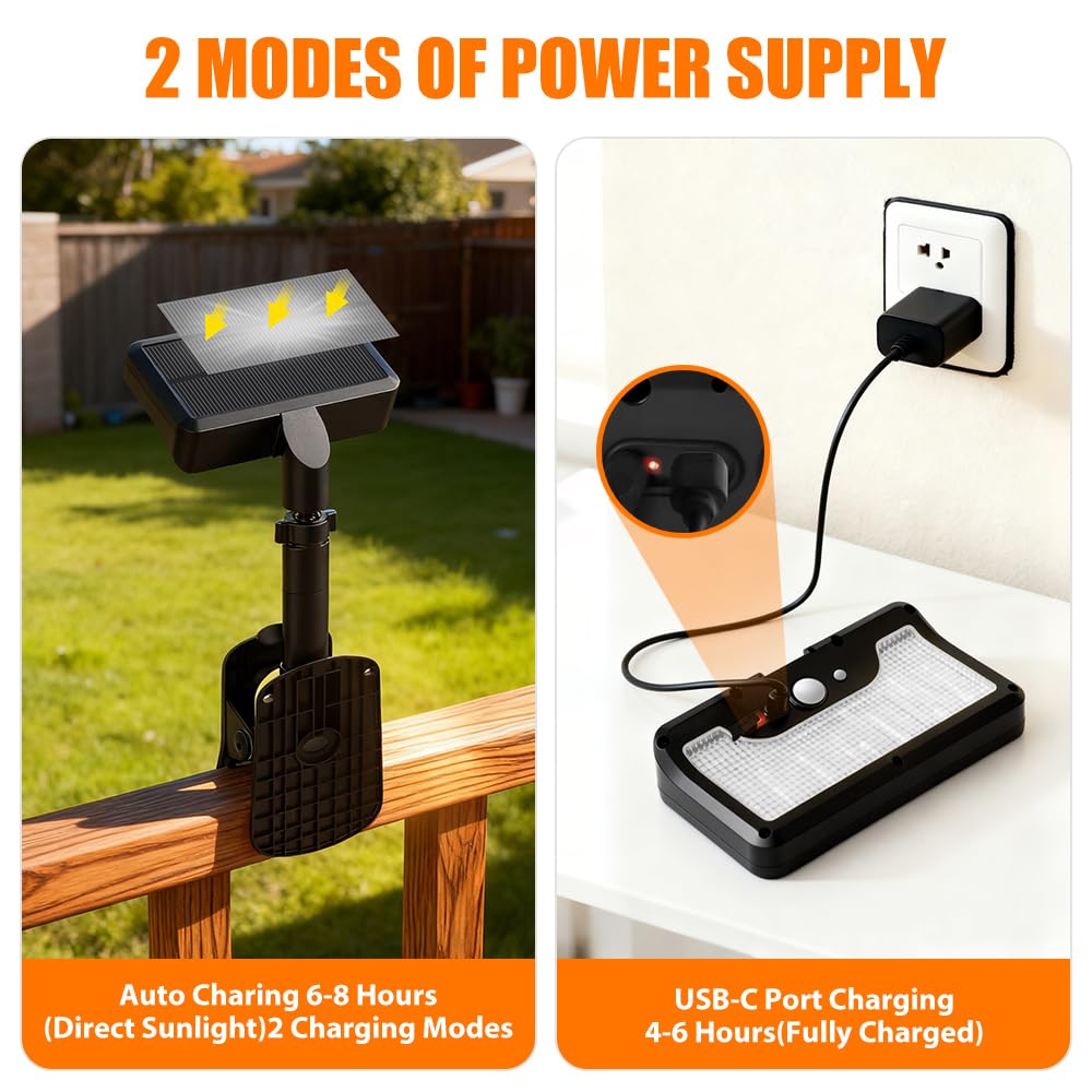 Cusna 360-degree adjustable light head targets pathways and corners.
