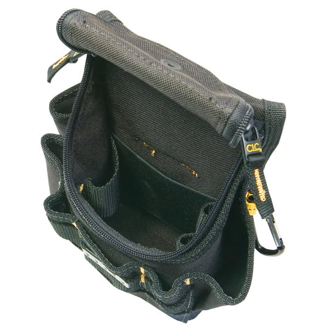 Custom Leathercraft CLC 1523 pouch carabiner and tape clip offer quick-access storage