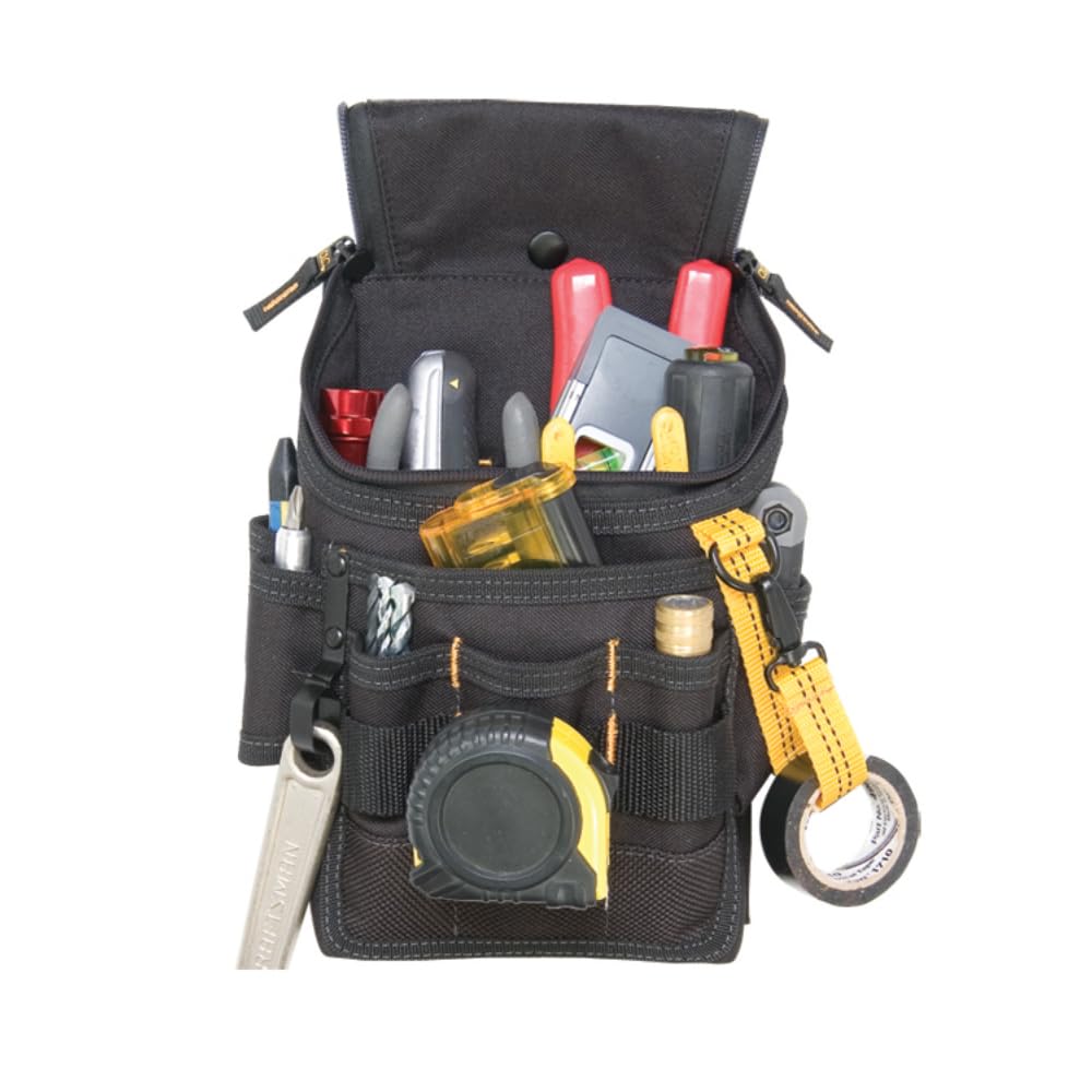 Custom Leathercraft 1524 Ziptop Pouch closed secures tools on the job site.