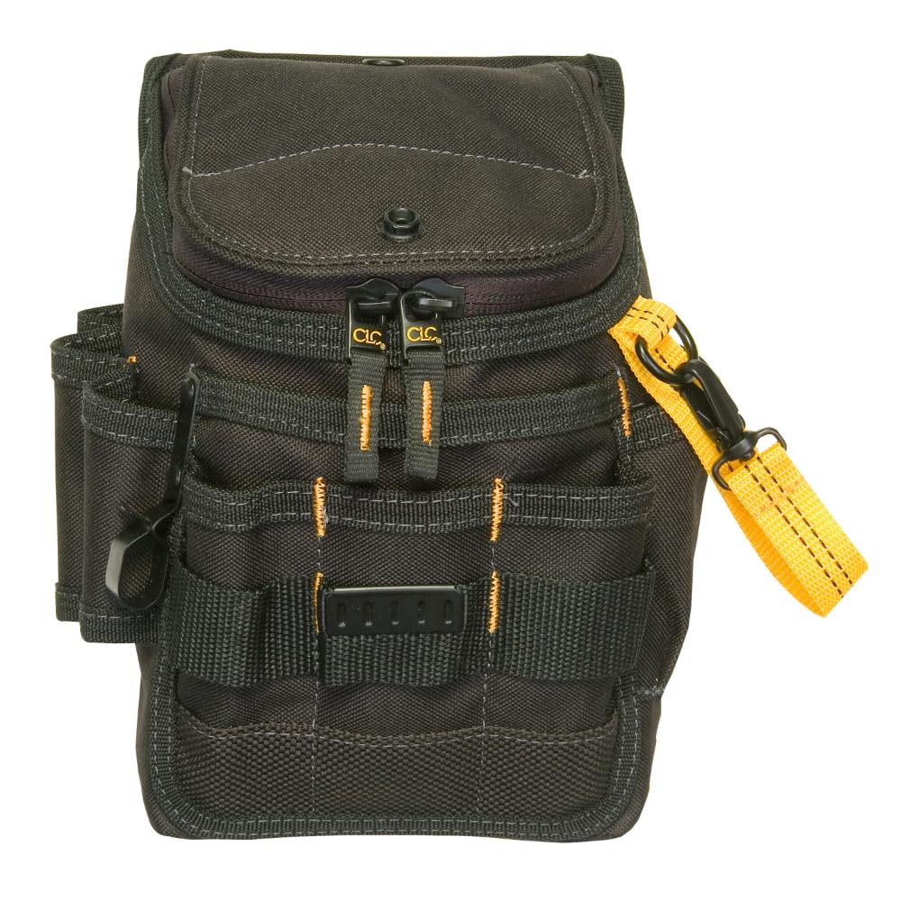 Custom Leathercraft 1524 Ziptop Pouch front panel pocket for extra storage.