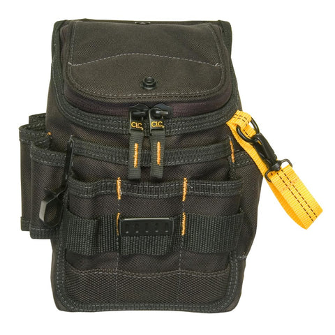 Custom Leathercraft 1524 Ziptop Pouch front panel pocket for extra storage.