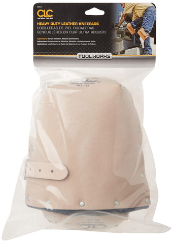Custom Leathercraft 313 kneepads with adjustable strap and steel buckle.