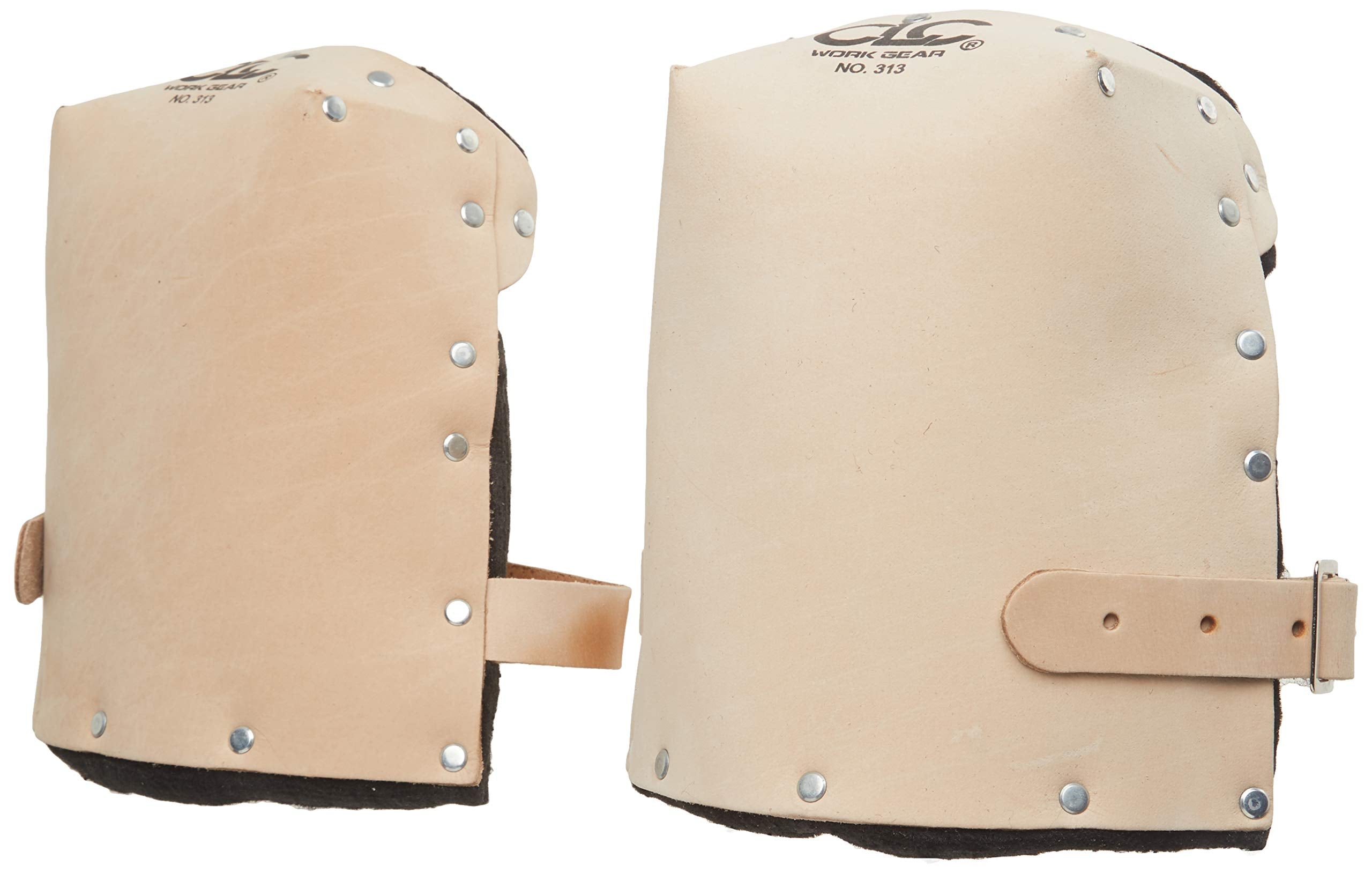 Custom Leathercraft 313 kneepads closeup showing double lining for cushioning.
