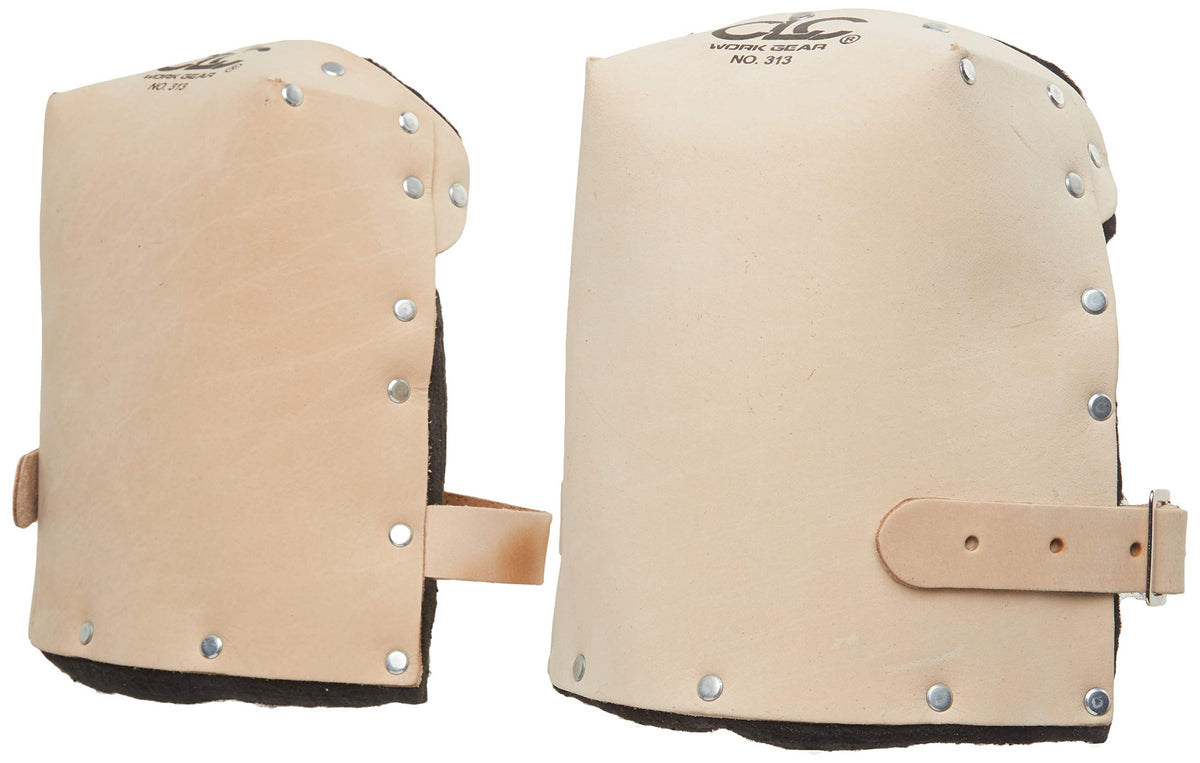 Custom Leathercraft 313 kneepads closeup showing double lining for cushioning.