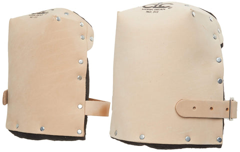 Custom Leathercraft 313 kneepads closeup showing double lining for cushioning.