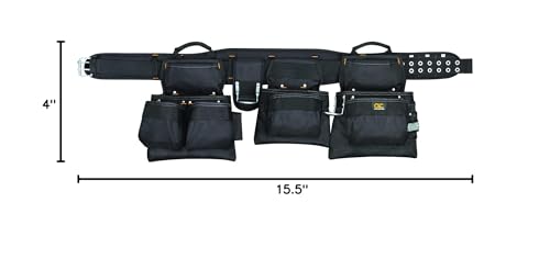5-inch padded belt with double-tongue roller buckle enhances comfort during long tasks.