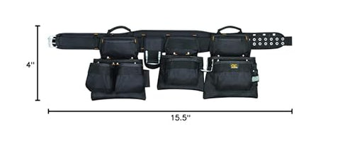 5-inch padded belt with double-tongue roller buckle enhances comfort during long tasks.