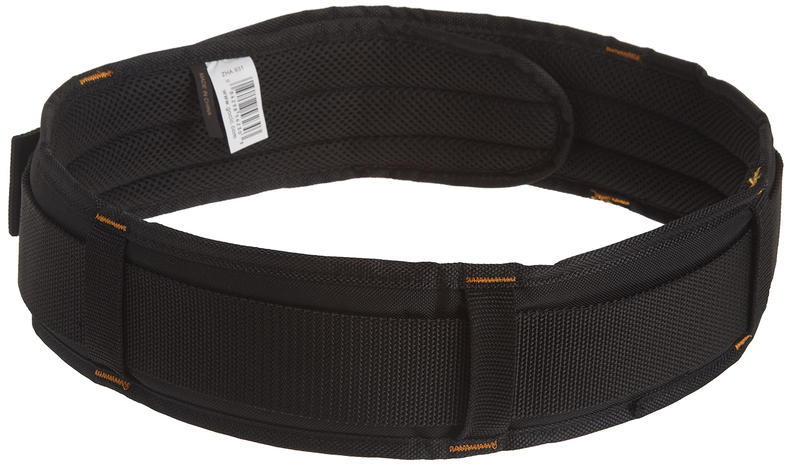 Custom Leathercraft 5623 padded belt side view highlighting width for weight distribution.